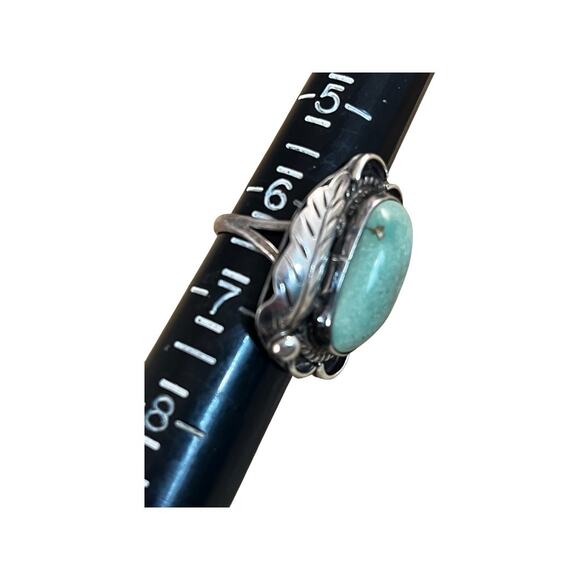 Vintage Green Turquoise Ring, Native American Indian Ring Sz 6.5 - Picture 8 of 12